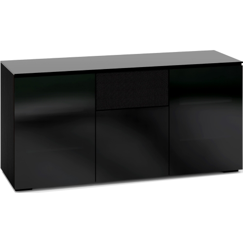Oslo 336 64" TV Stand AV Cabinet in Black Oak with Smoked Black Glass Doors & Top